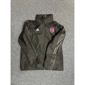 XL Black Adidas St. Louis City SC Men's Raincoat and Foldable Hood